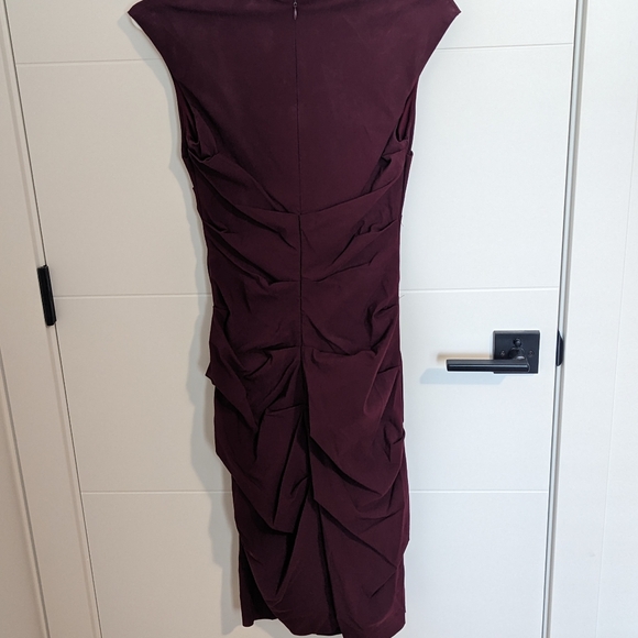 Burgundy ruched Le Chateau dress, small - Picture 3 of 4